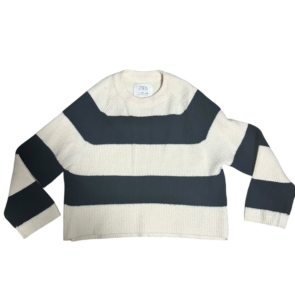 Zara kids Girl’s Bold Striped Sweater - Cream and Black